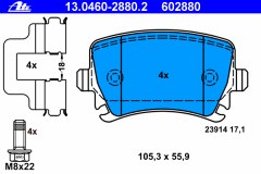 13.0460-2880.2_=GDB1622=1031 00 колодки дисковые з Golf для VW GOLF VI Кабриолет (517) 1.4 TSI 2011-, код двигателя CAXA, V см3 1390, кВт 90, л.с. 122, бензин, Ate 13046028802