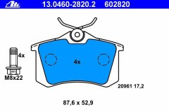 Колодки тормозные дисковые, комплект для VW BORA (1J2) 1.9 TDI 4motion 2000-2005, код двигателя ARL, V см3 1896, кВт 110, л.с. 150, Дизель, Ate 13046028202