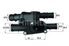 Термостат, охлаждающая жидкость TM 1 105 для VW GOLF PLUS (5M1, 521) 1.6 FSI 2005-2008, код двигателя BLF, V см3 1598, кВт 85, л.с. 115, бензин, Mahle/Knecht TM1105